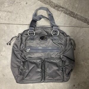 Armani Exchange Tote Bag Womens Large Gray Nylon Zip Pockets Shoulder Purse